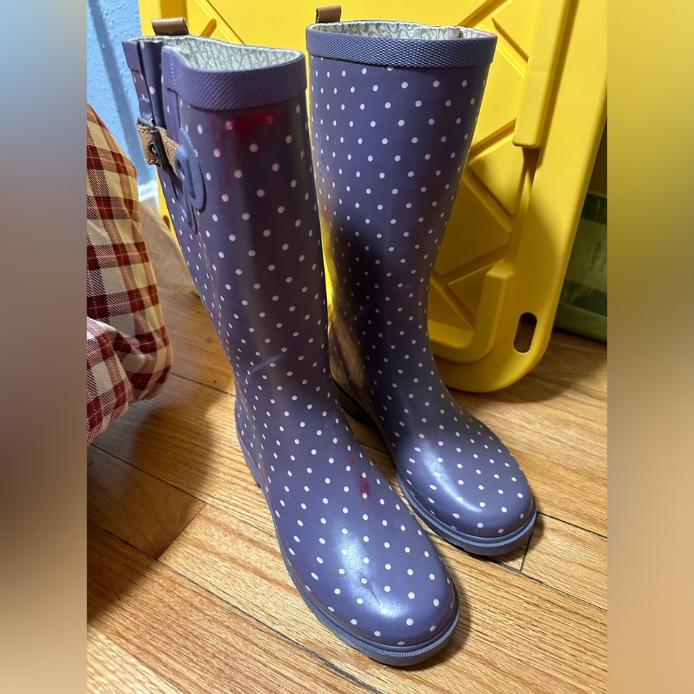 CHOOKA Mid-Height Waterproof Rain Boot Classy Dot Dark Lavendar size 8
